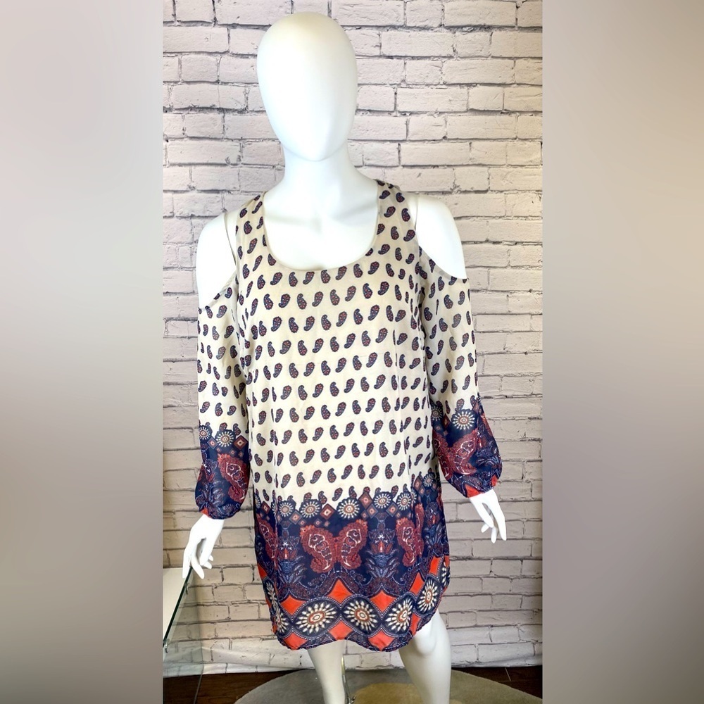 Charlotte Russe Boho Floral Purple Paisley Cold Shoulder Dress size 2x